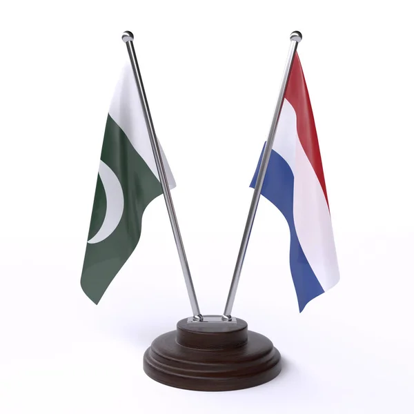 Pákistán Nizozemsko Dvě Tabulky Příznaky Izolované Bílém Pozadí Obrázek — Stock fotografie