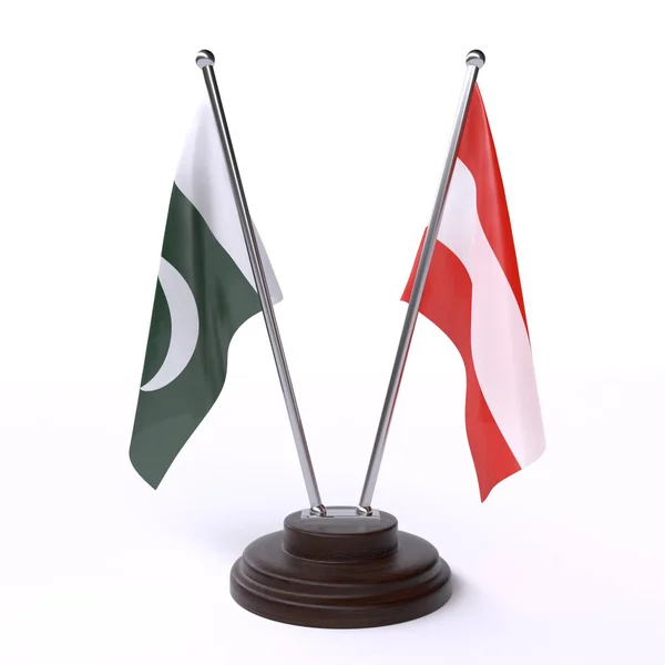 Pákistán Rakousko Dvě Tabulky Příznaky Izolované Bílém Pozadí Obrázek — Stock fotografie