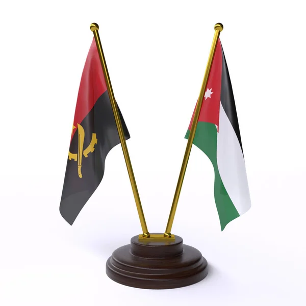 Ανγκόλα Και Ιορδανία Δύο Πίνακας Σημαιών Που Απομονώνονται Λευκό Φόντο — Φωτογραφία Αρχείου