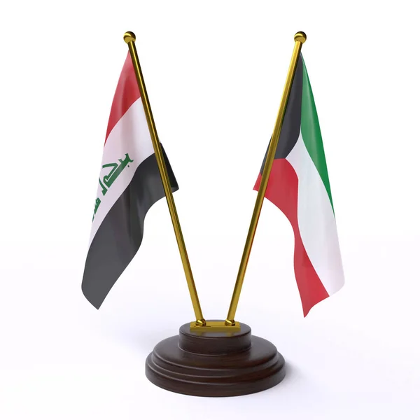 Ιράκ Και Κουβέιτ Δύο Πίνακας Σημαιών Που Απομονώνονται Λευκό Φόντο — Φωτογραφία Αρχείου