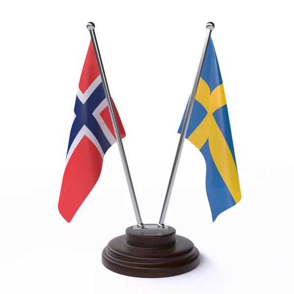 Norsko Švédsko Dvě Tabulky Příznaky Izolované Bílém Pozadí Obrázek — Stock fotografie