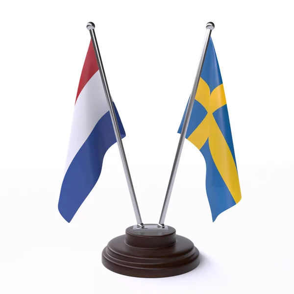 Países Baixos Suécia Duas Bandeiras Isoladas Sobre Fundo Branco Imagem — Fotografia de Stock