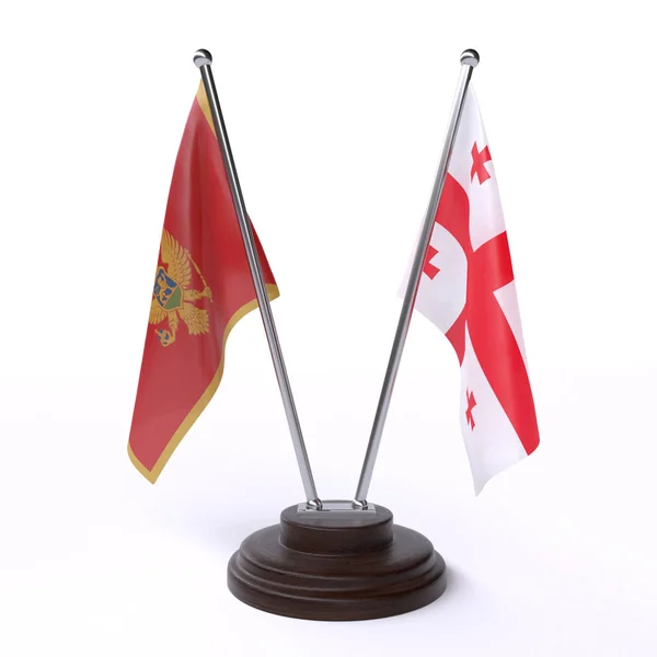 Чорногорці Грузини Два Настільні Прапорці Ізольовані Білому Тлі Зображення — стокове фото