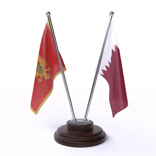 Černá Hora Katar Dvě Tabulky Příznaky Izolované Bílém Pozadí Obrázek — Stock fotografie