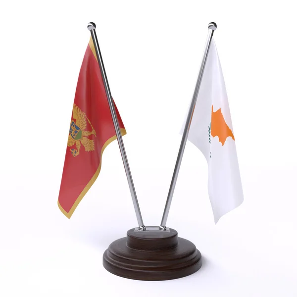 Чорногорія Кіпру Дві Таблиці Прапори Ізольовані Білому Тлі Зображення — стокове фото
