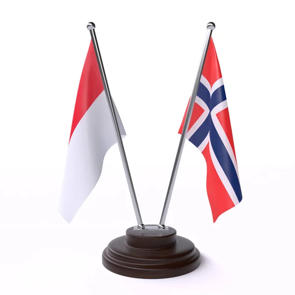Indonésie Norsko Dvě Tabulky Příznaky Izolované Bílém Pozadí Obrázek — Stock fotografie