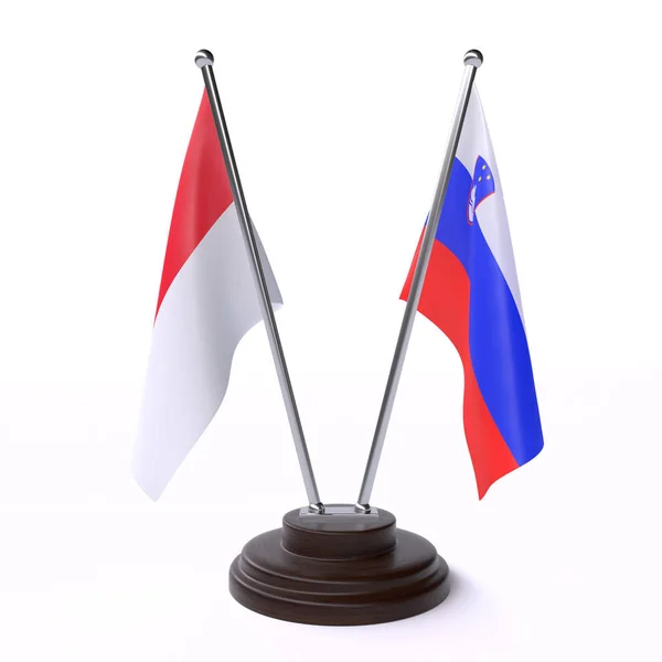 Ινδονησία Και Σλοβενία Δύο Πίνακας Σημαιών Που Απομονώνονται Λευκό Φόντο — Φωτογραφία Αρχείου
