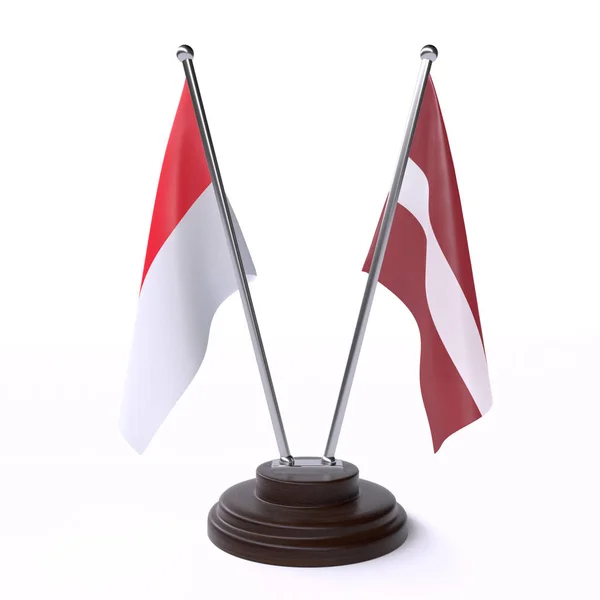 Indonésie Lotyšsko Dvě Tabulky Příznaky Izolované Bílém Pozadí Obrázek — Stock fotografie