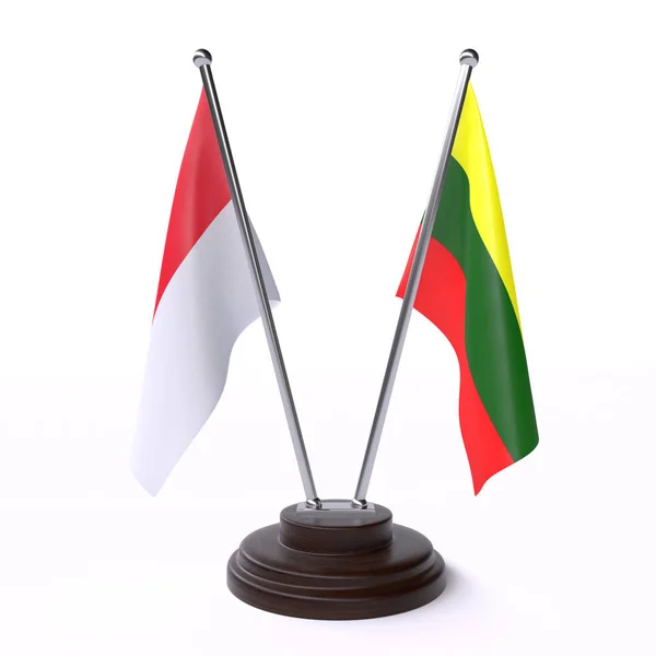 Індонезії Литві Дві Таблиці Прапори Ізольовані Білому Тлі Зображення — стокове фото