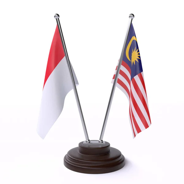 Indonésie Malajsie Dvě Tabulky Příznaky Izolované Bílém Pozadí Obrázek — Stock fotografie