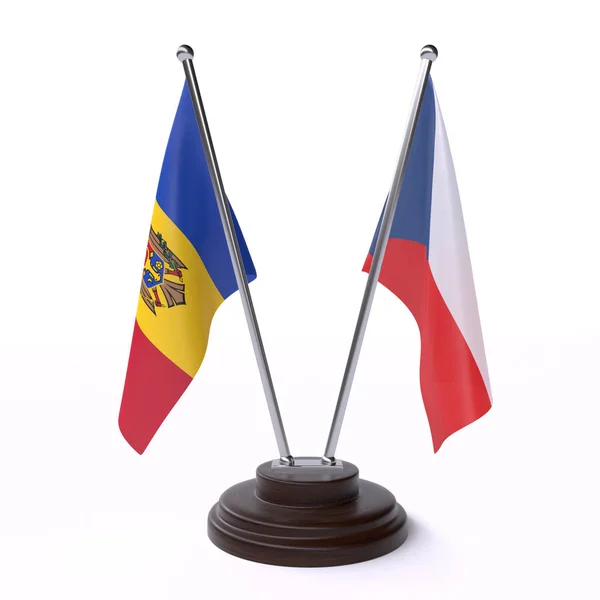 Молдова Чеська Дві Таблиці Прапори Ізольовані Білому Тлі Зображення — стокове фото