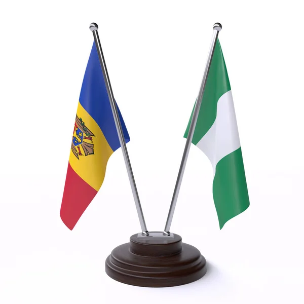 Moldavsko Nigérie Dvě Tabulky Příznaky Izolované Bílém Pozadí Obrázek — Stock fotografie