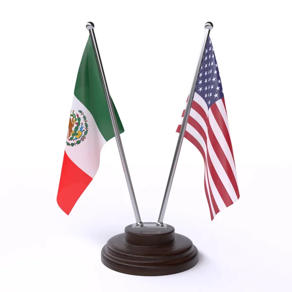 墨西哥和 Usa 二个桌旗子查出在白色背景 — 图库照片