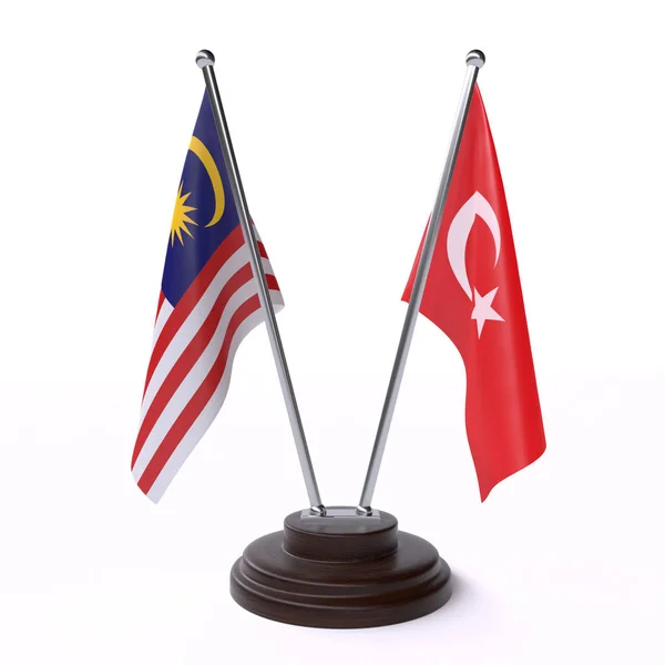 Malajsie Turecko Dvě Tabulky Příznaky Izolované Bílém Pozadí — Stock fotografie