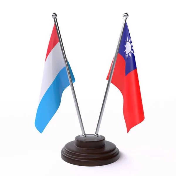 Países Bajos Taiwán Dos Banderas Mesa Aisladas Sobre Fondo Blanco —  Fotos de Stock