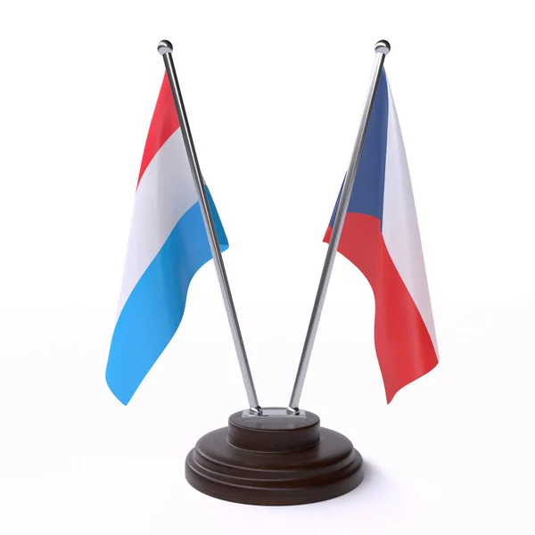 Países Baixos República Checa Duas Bandeiras Mesa Isoladas Sobre Fundo — Fotografia de Stock
