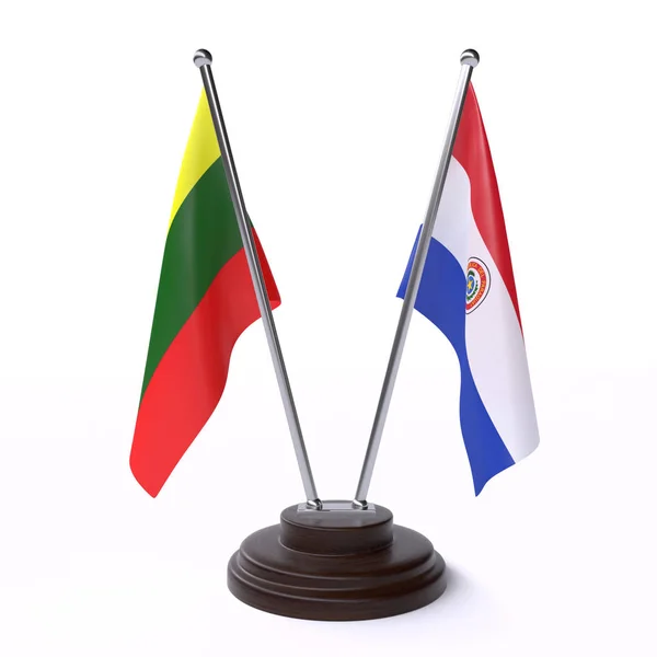 Litva Paraguay Dvě Tabulky Příznaky Izolované Bílém Pozadí — Stock fotografie