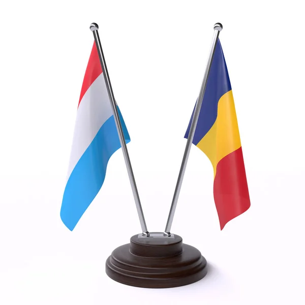 Nizozemsko Rumunsko Dvě Tabulky Příznaky Izolované Bílém Pozadí — Stock fotografie