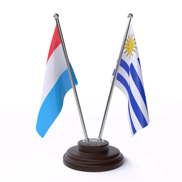 Нідерланди Уругваю Дві Таблиці Прапори Ізольовані Білому Тлі — стокове фото
