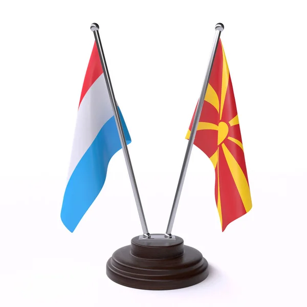 荷兰和马其顿 二个桌旗子查出在白色背景 — 图库照片