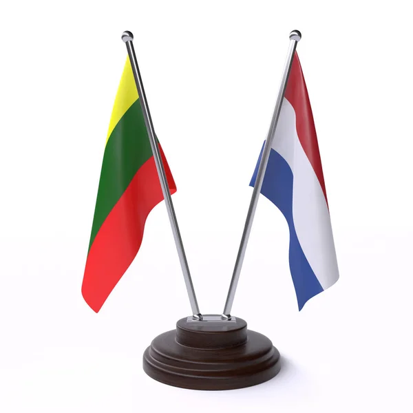 Литва Нідерландів Дві Таблиці Прапори Ізольовані Білому Тлі — стокове фото