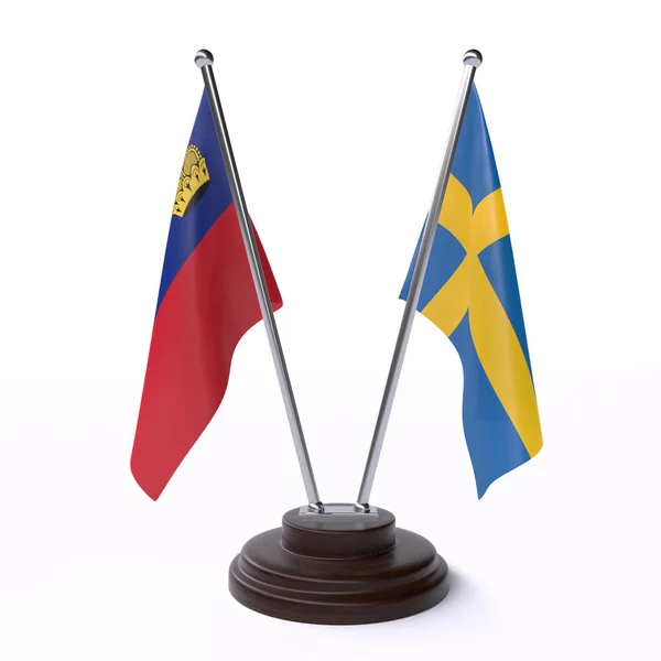 Lichtenštejnsko Švédsko Dvě Tabulky Příznaky Izolované Bílém Pozadí — Stock fotografie