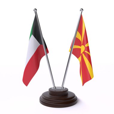 Kuveyt ve Makedonya, iki beyaz arka plan üzerinde izole bayrakları masa