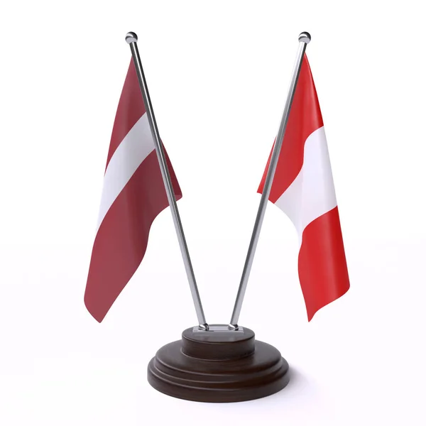 Lotyšsko Peru Dvě Tabulky Příznaky Izolované Bílém Pozadí — Stock fotografie