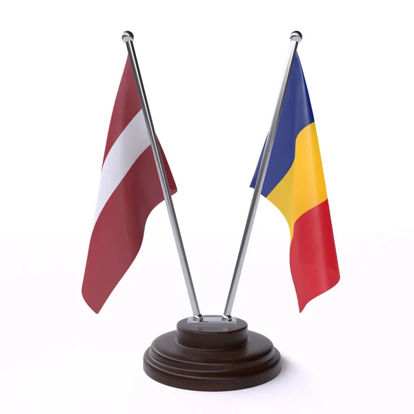 Латвія Румунії Дві Таблиці Прапори Ізольовані Білому Тлі — стокове фото