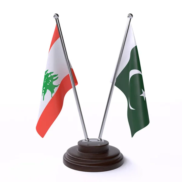 Libanon Pákistánu Dvě Tabulky Příznaky Izolované Bílém Pozadí — Stock fotografie