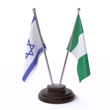 İsrail ve Türkiye, iki beyaz arka plan üzerinde izole bayrakları masa