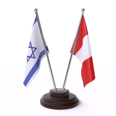 İsrail ve peru, iki beyaz arka plan üzerinde izole bayrakları masa