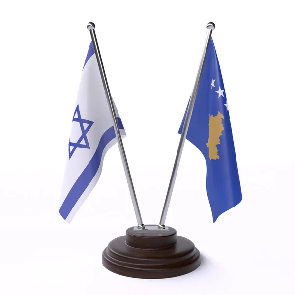 Izrael Koszovói Két Táblázat Zászlók Elszigetelt Fehér Background — Stock Fotó