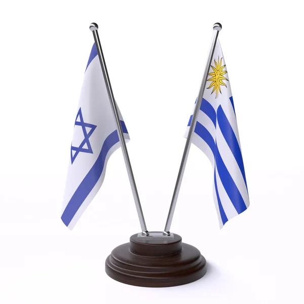 Izrael Uruguay Két Táblázat Zászlók Elszigetelt Fehér Background — Stock Fotó