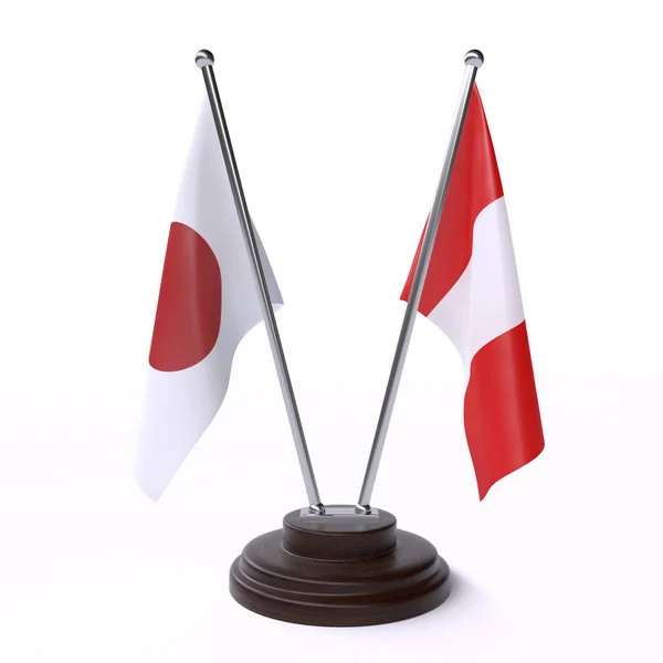 Jepang Dan Peru Dua Bendera Tabel Diisolasi Pada Latar Belakang — Stok Foto