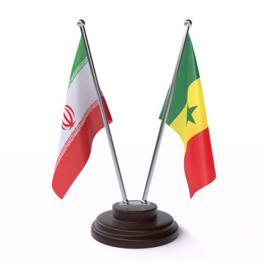 İran ve senegal, iki beyaz arka plan üzerinde izole bayrakları masa