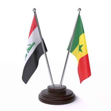 Irak ve senegal, iki beyaz arka plan üzerinde izole bayrakları masa