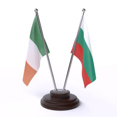 İrlanda ve Bulgaristan, iki beyaz arka plan üzerinde izole bayrakları masa