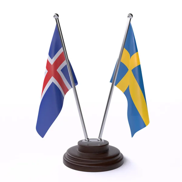 Island Švédsko Dvě Tabulky Příznaky Izolované Bílém Pozadí — Stock fotografie