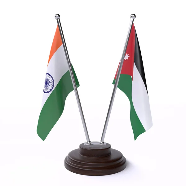 Ινδία Και Ιορδανία Δύο Πίνακας Σημαιών Που Απομονώνονται Λευκό Φόντο — Φωτογραφία Αρχείου