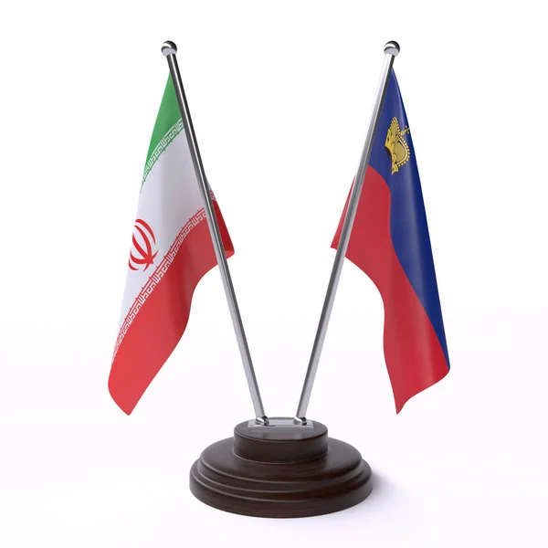 Írán Lichtenštejnska Dvě Tabulky Příznaky Izolované Bílém Pozadí — Stock fotografie
