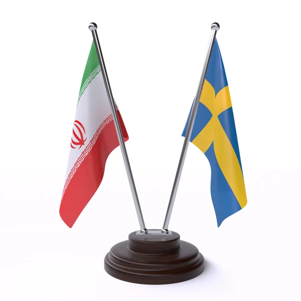 Írán Švédsko Dvě Tabulky Příznaky Izolované Bílém Pozadí — Stock fotografie