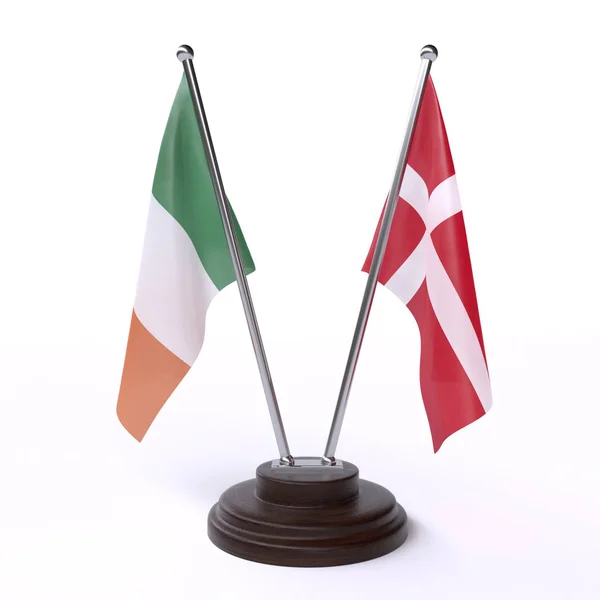 Irsko Dánsko Dvě Tabulky Příznaky Izolované Bílém Pozadí — Stock fotografie