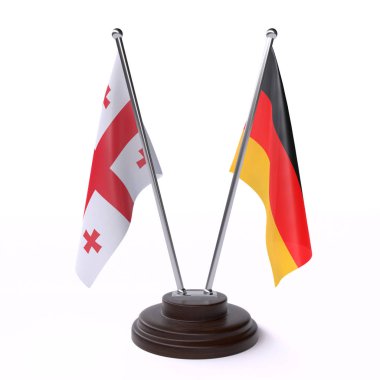 Georgia ve Almanya, beyaz arka planda izole iki tablo bayrakları