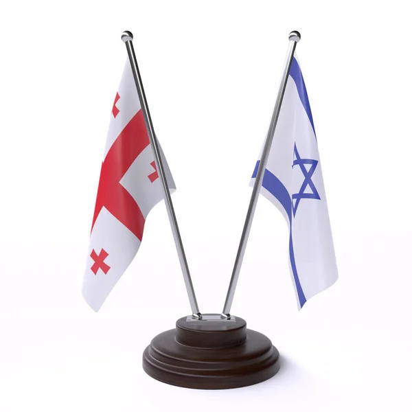 Грузия Израиль Два Табличных Флага Изолированы Белом Фоне — стоковое фото