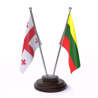 Gürcistan ve Litvanya, beyaz arka planda izole iki tablo bayrakları