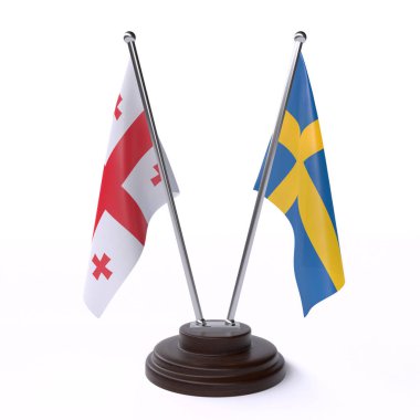 Georgia ve İsveç, beyaz arka planda izole iki tablo bayrakları