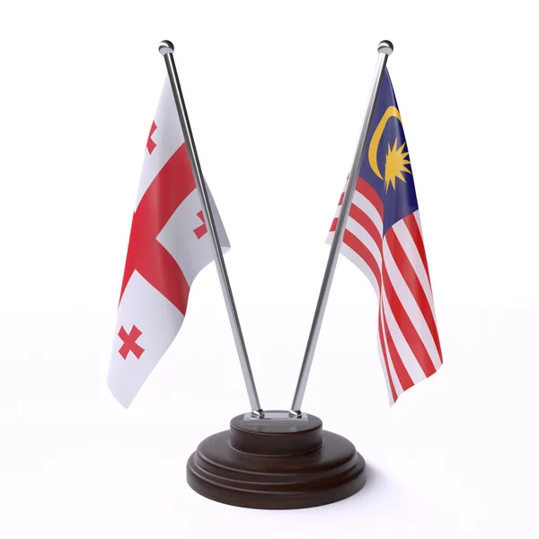 Gruzie Malajsie Dva Příznaky Tabulky Izolované Bílém Pozadí — Stock fotografie
