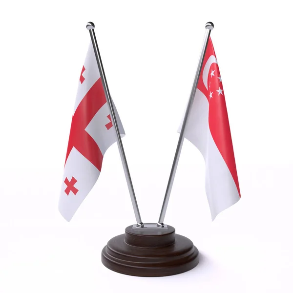佐治亚州和新加坡 两个表旗隔离在白色背景 — 图库照片