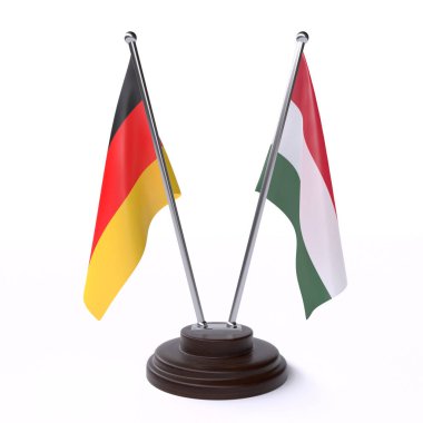 Almanya ve Macaristan, beyaz arka planda izole iki tablo bayrakları